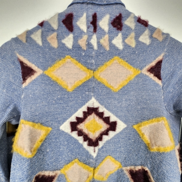 Anthropologie Fiets Voor 2 Southwestern Fuzzy Blanket Open Cardigan SZ XS - Picture 5 of 9